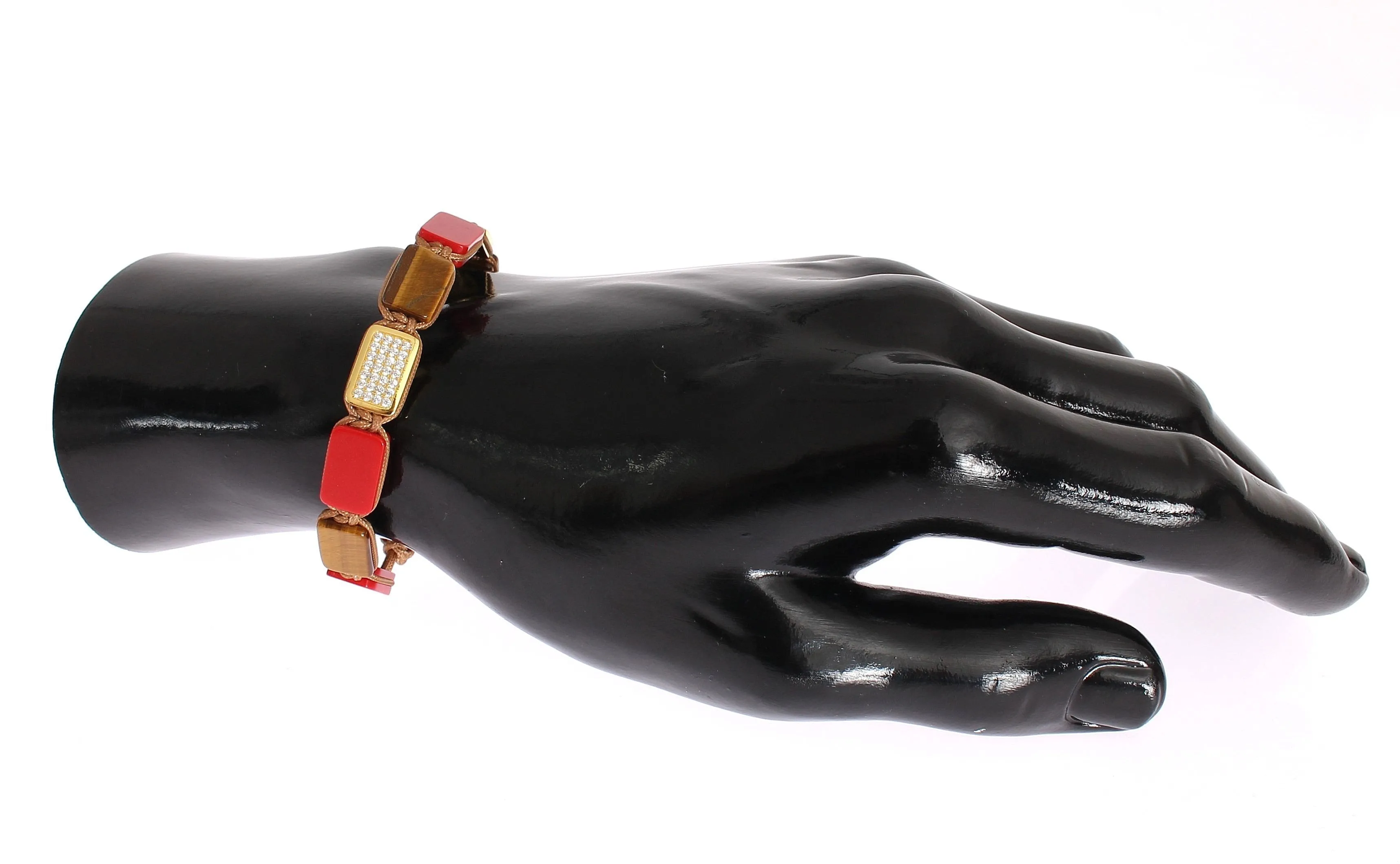 CZ Tiger Eye Coral Gold 925 Bracelet