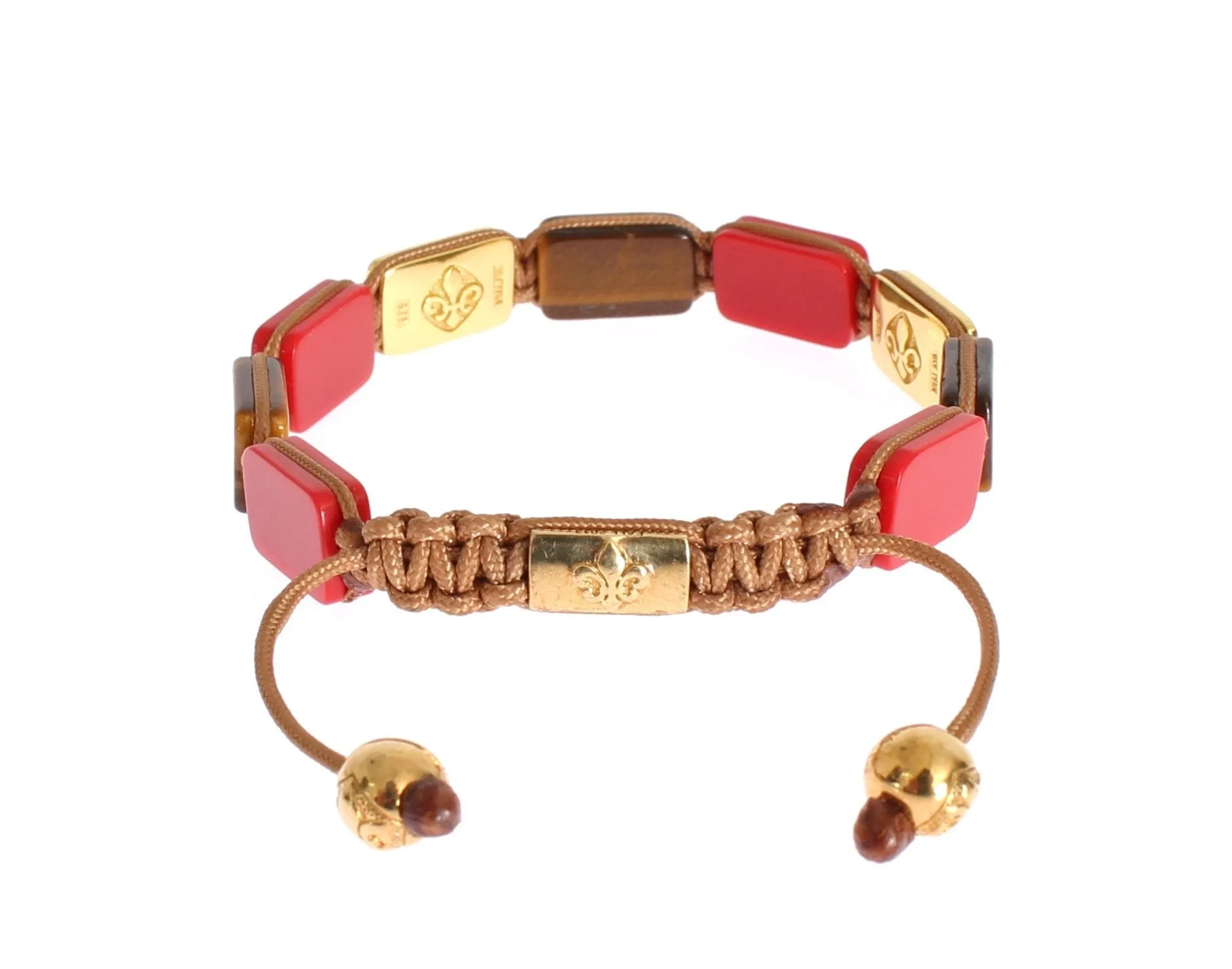 CZ Tiger Eye Coral Gold 925 Bracelet