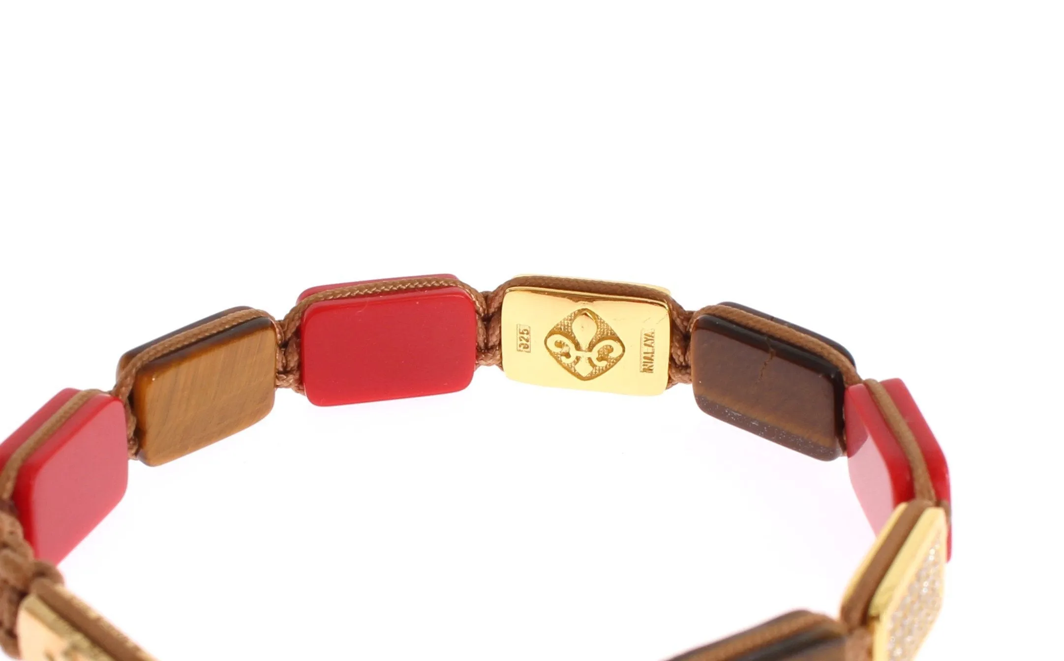CZ Tiger Eye Coral Gold 925 Bracelet