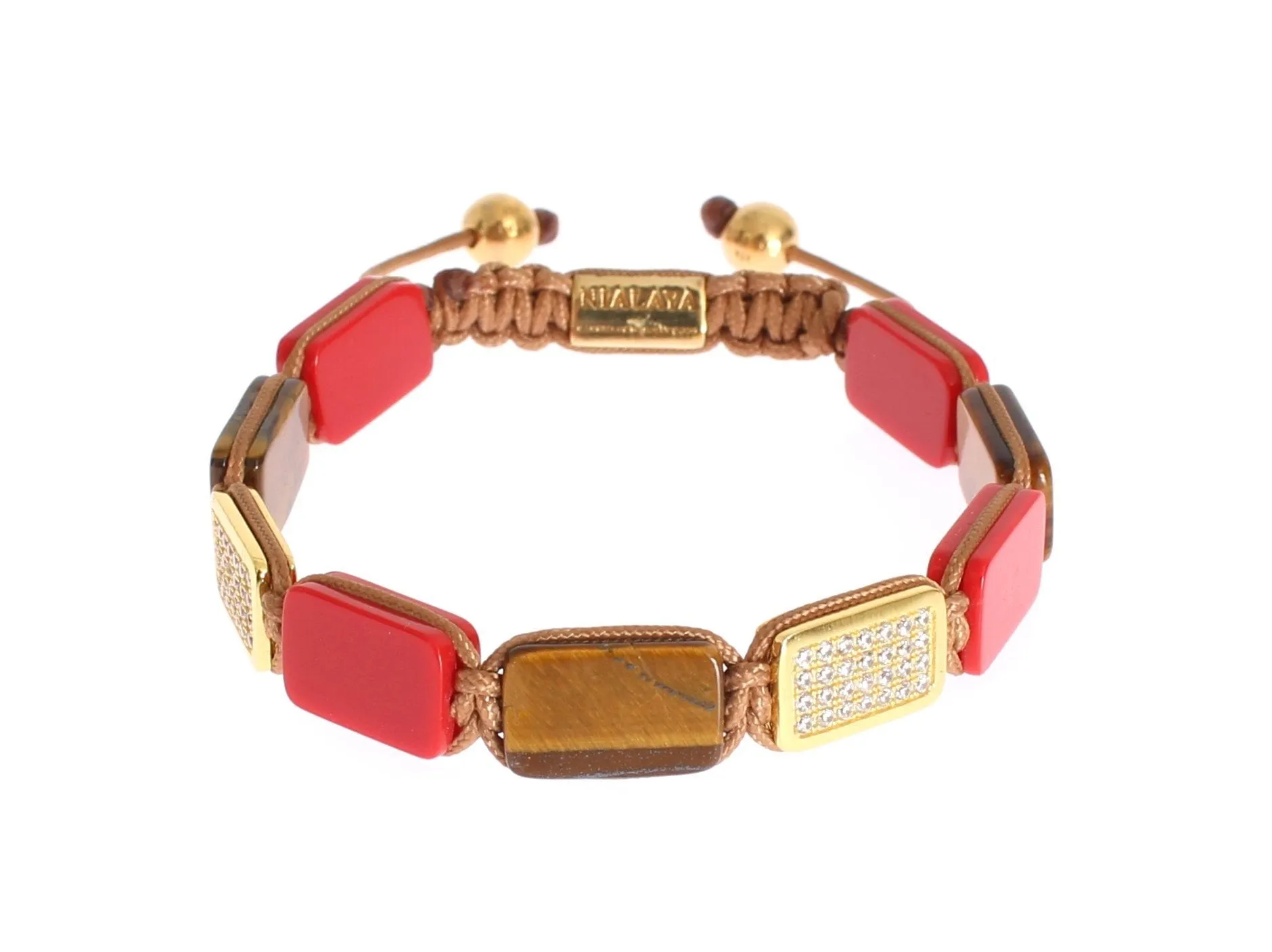 CZ Tiger Eye Coral Gold 925 Bracelet