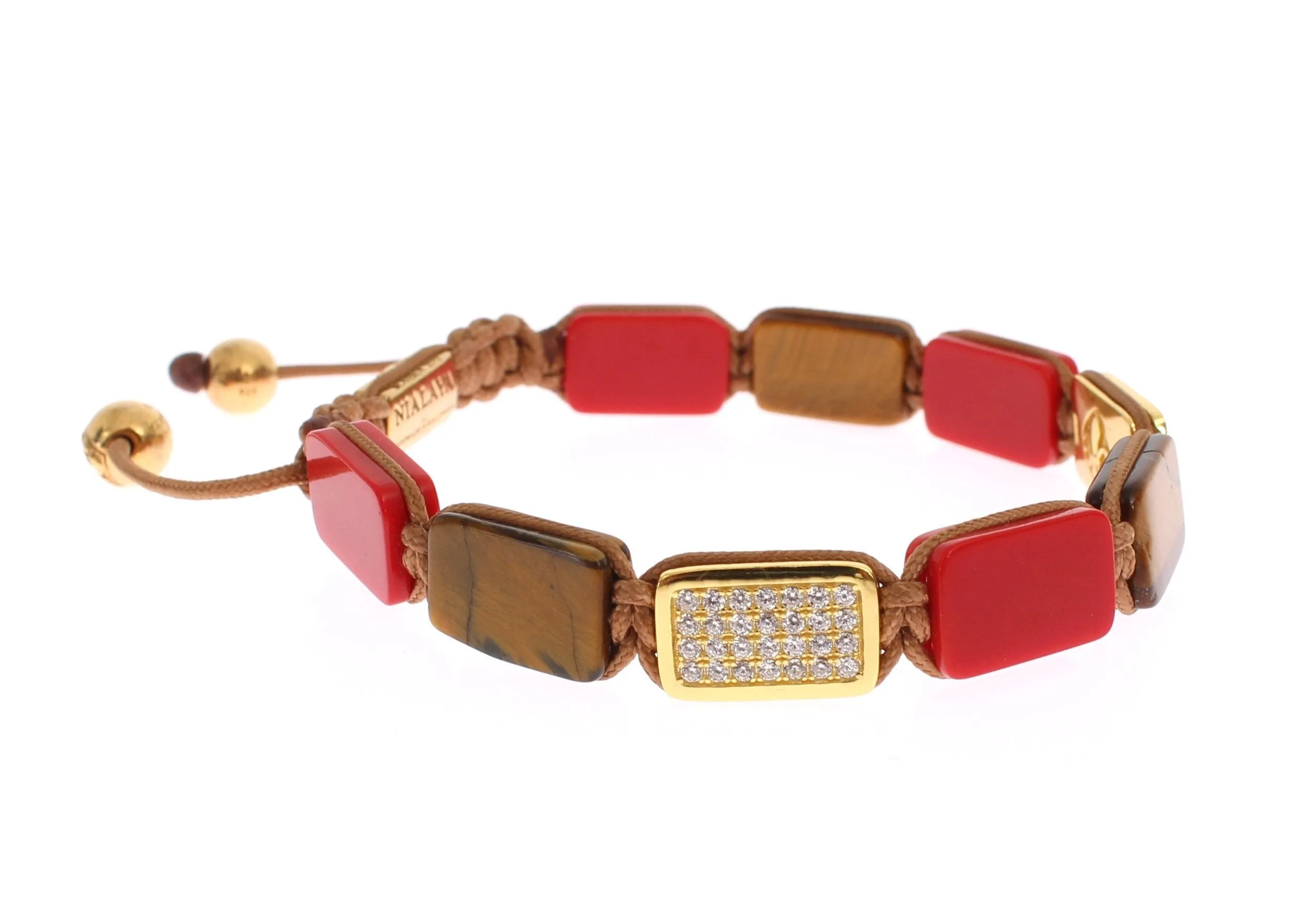 CZ Tiger Eye Coral Gold 925 Bracelet