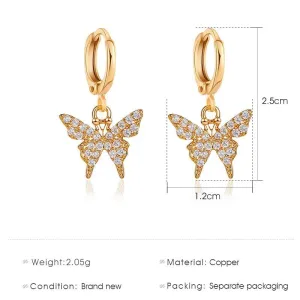 Dainty CZ Inlaid Butterfly Huggie Hoop Earrings