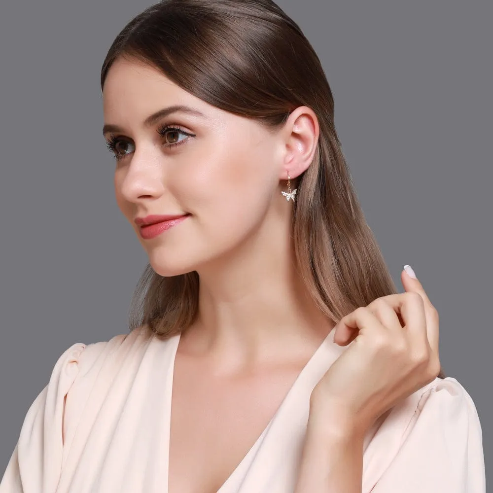 Dainty CZ Inlaid Butterfly Huggie Hoop Earrings