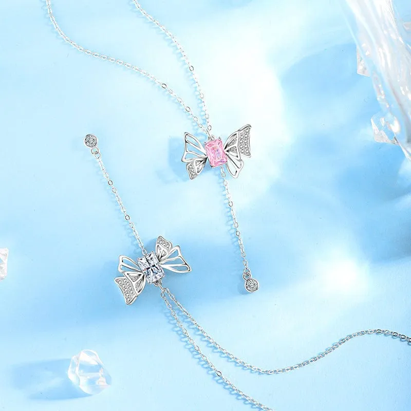 Dainty CZ Inlaid Butterfly Wings Necklace