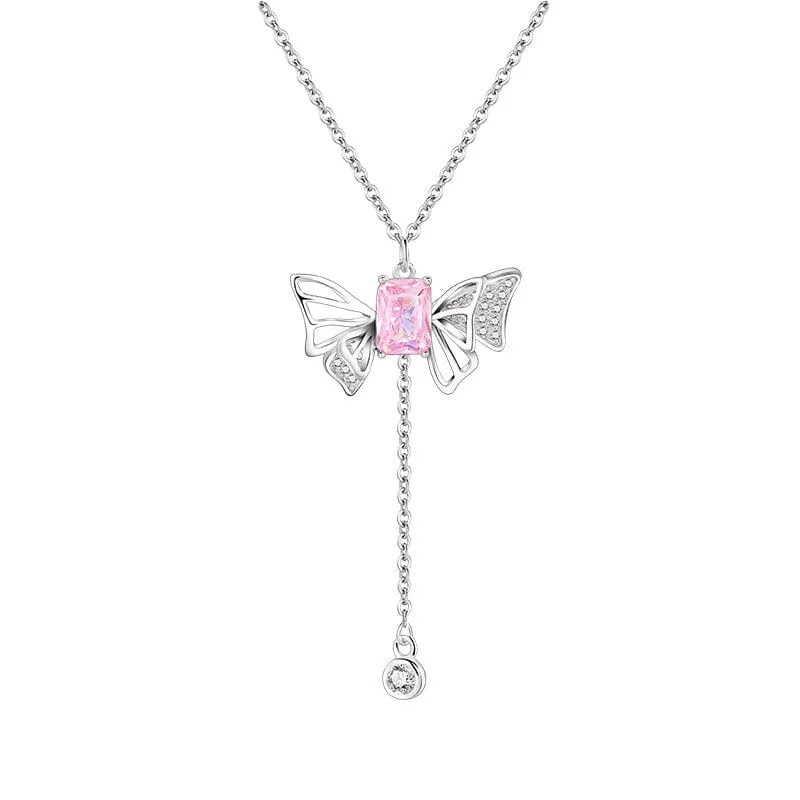 Dainty CZ Inlaid Butterfly Wings Necklace