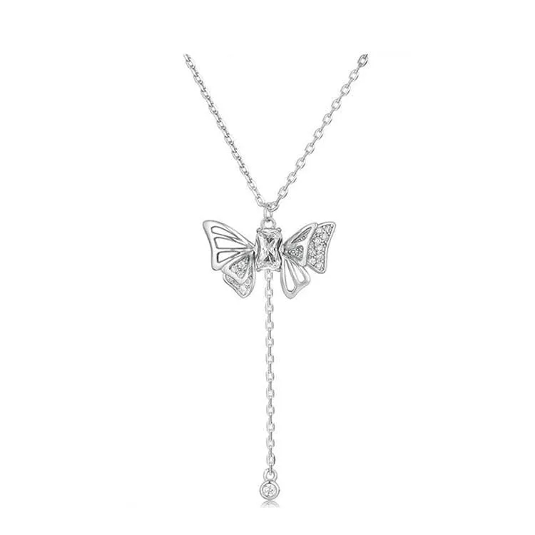 Dainty CZ Inlaid Butterfly Wings Necklace