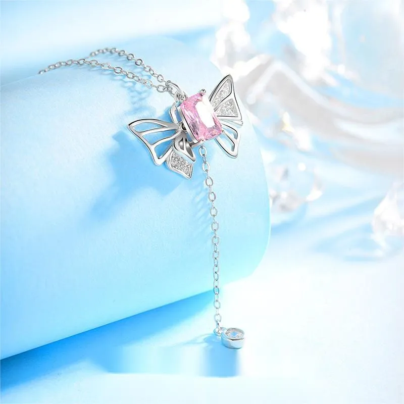 Dainty CZ Inlaid Butterfly Wings Necklace