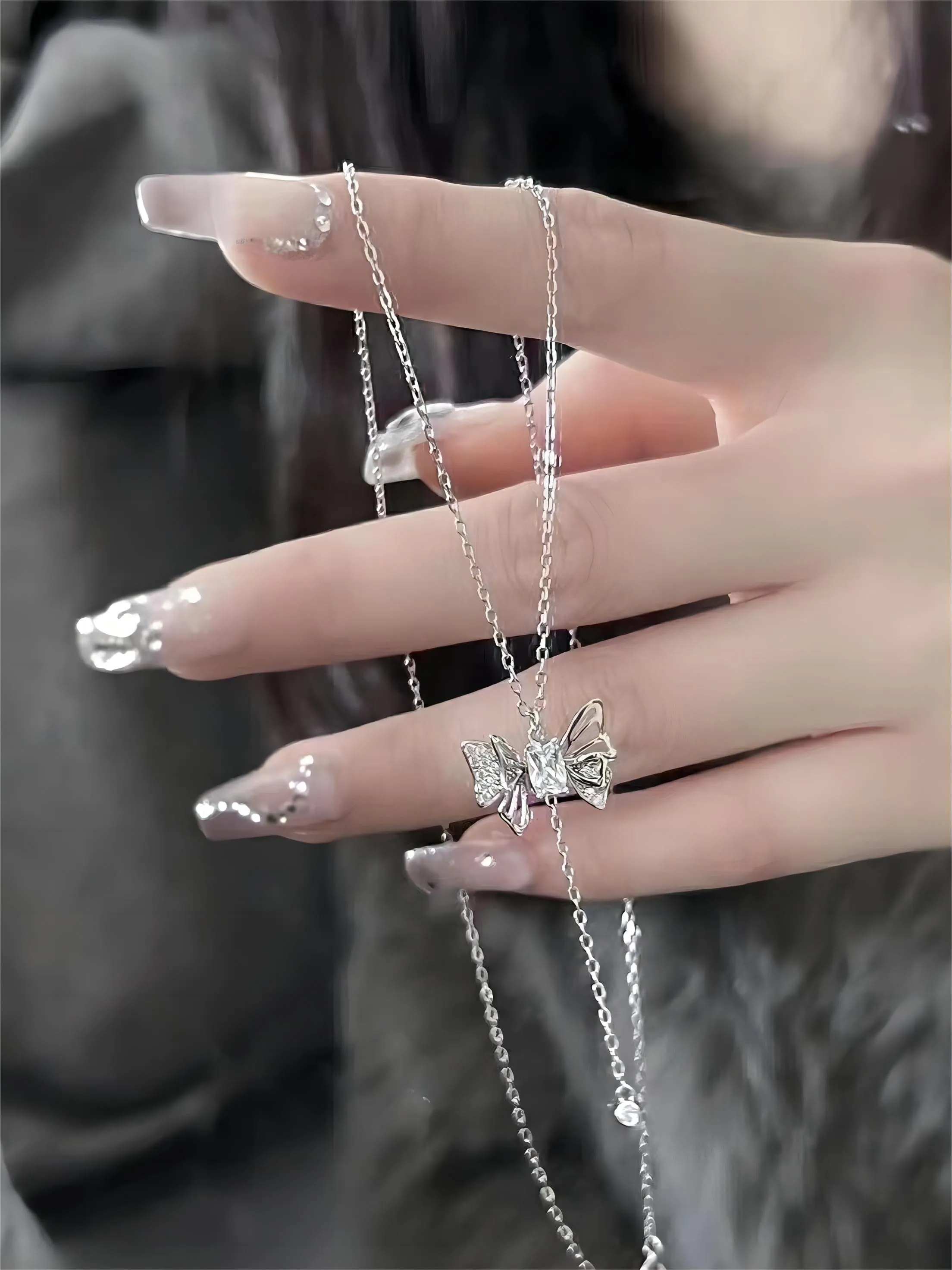 Dainty CZ Inlaid Butterfly Wings Necklace