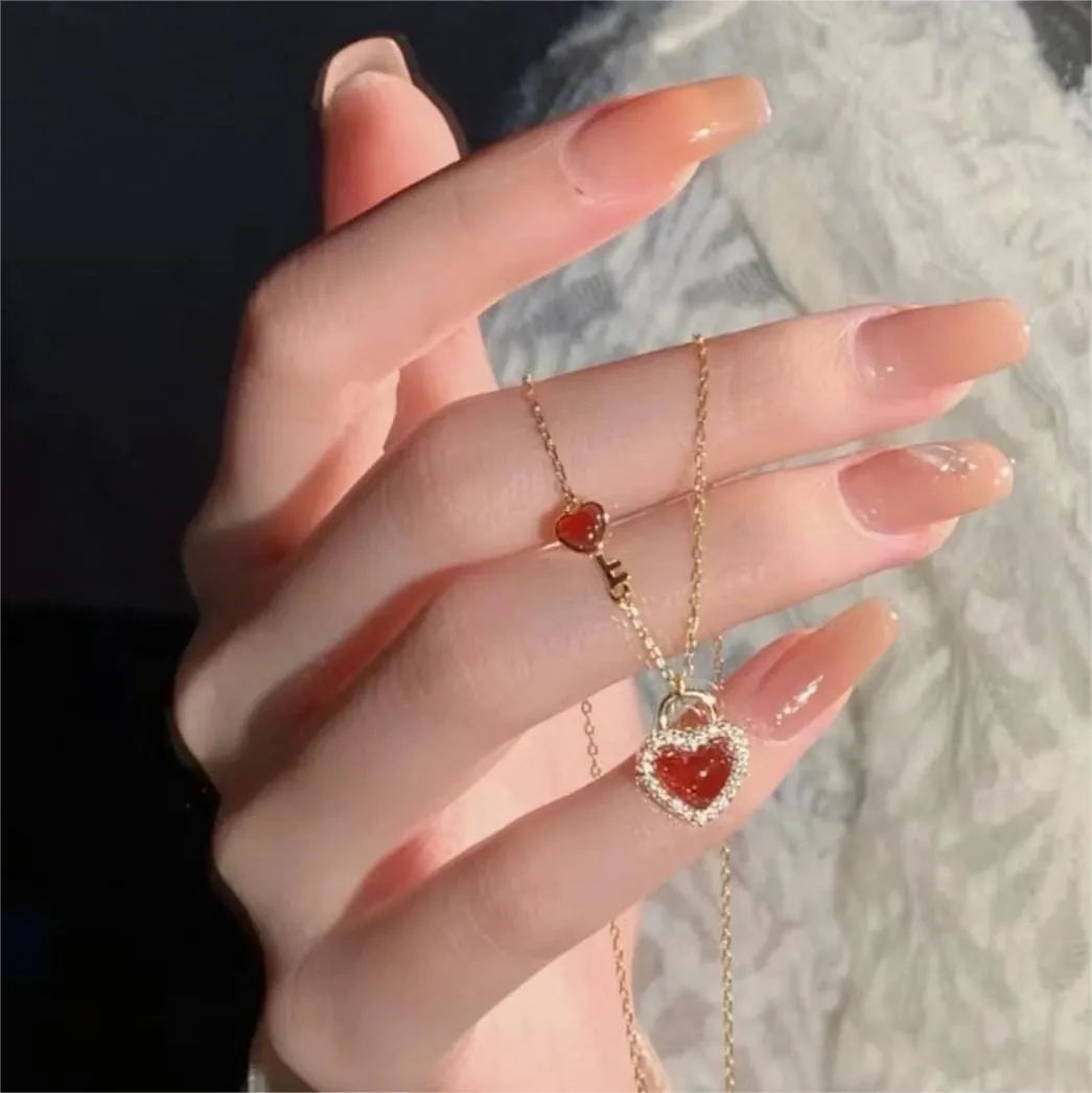 Dainty CZ Inlaid Lock And Key Heart Necklace