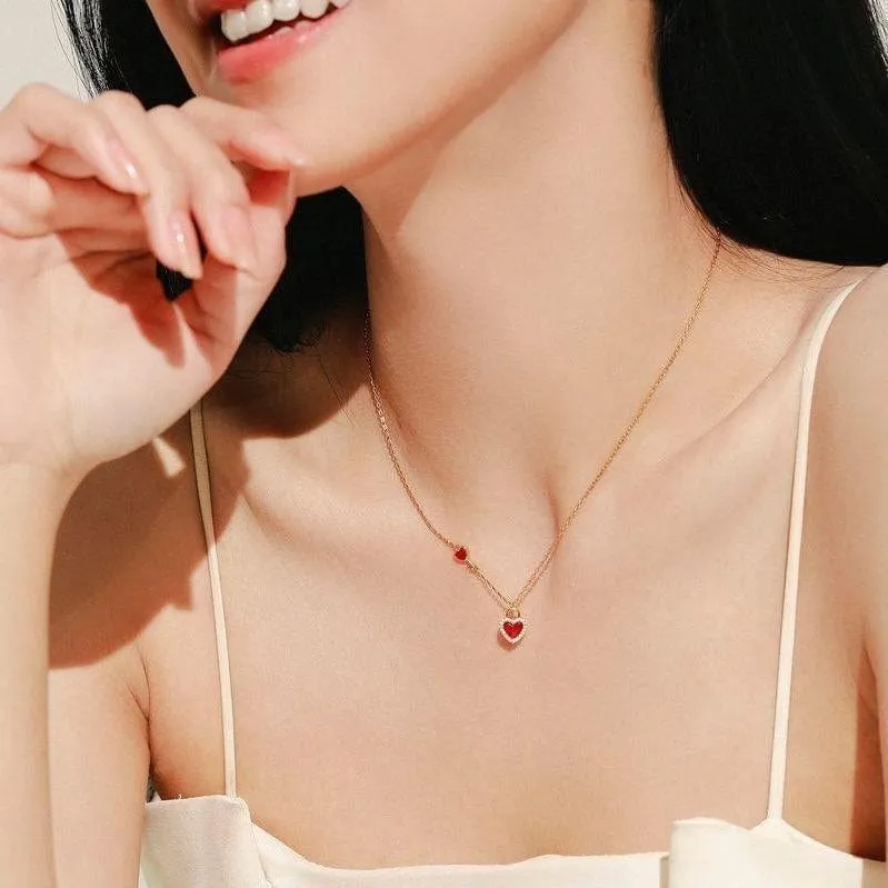 Dainty CZ Inlaid Lock And Key Heart Necklace