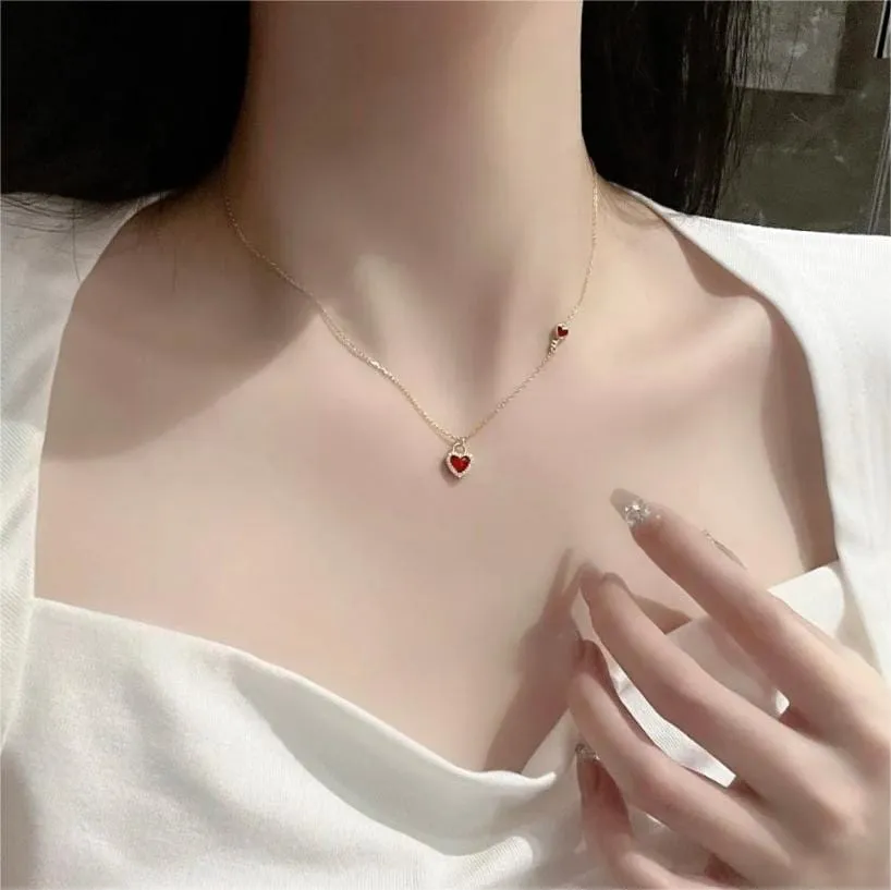 Dainty CZ Inlaid Lock And Key Heart Necklace