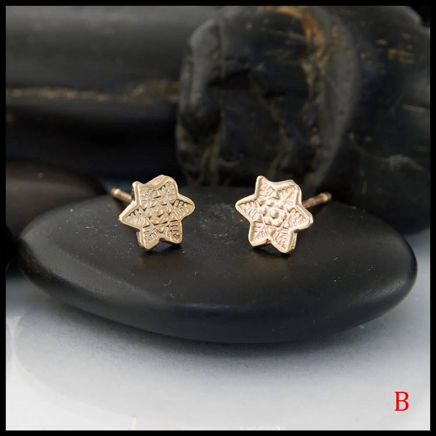 Dainty Snowflake Post Earrings in Gold