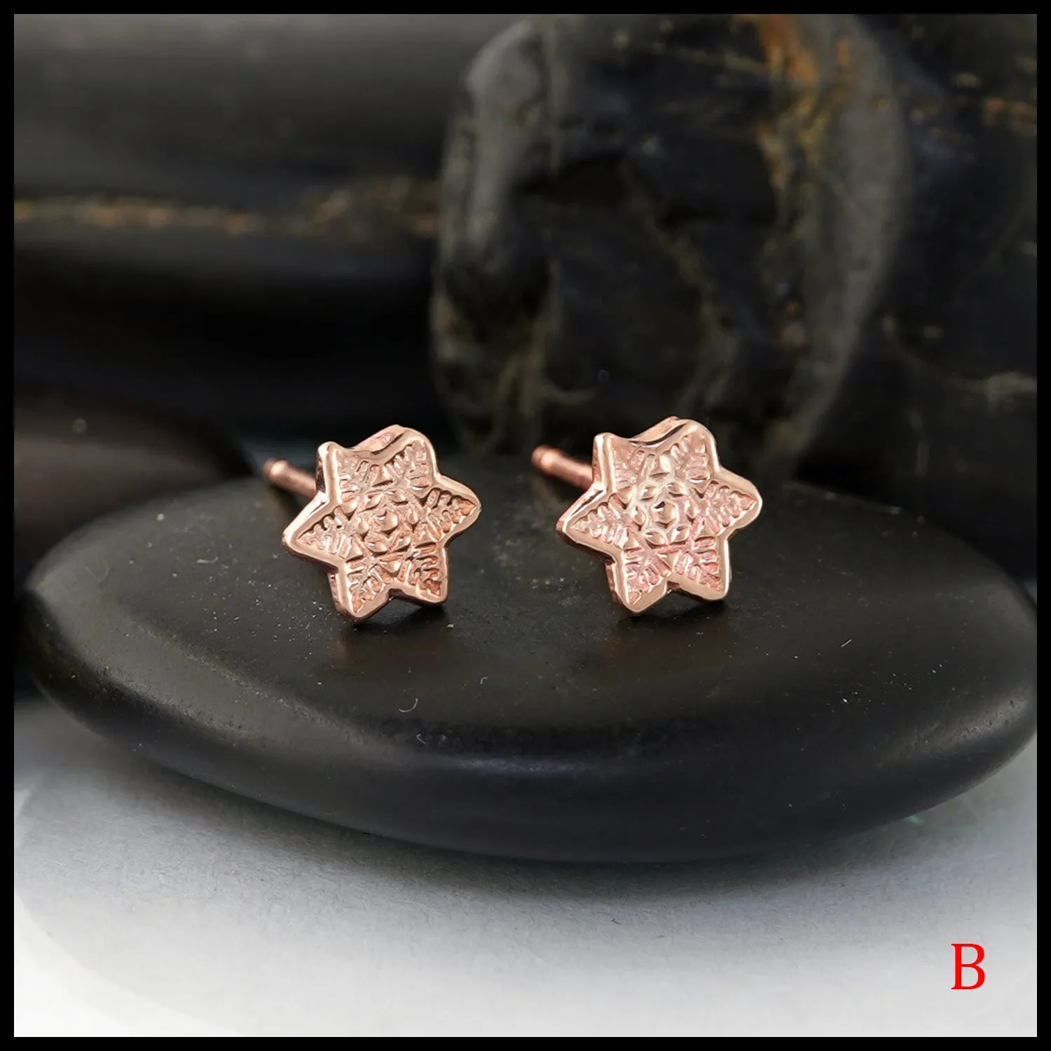 Dainty Snowflake Post Earrings in Gold