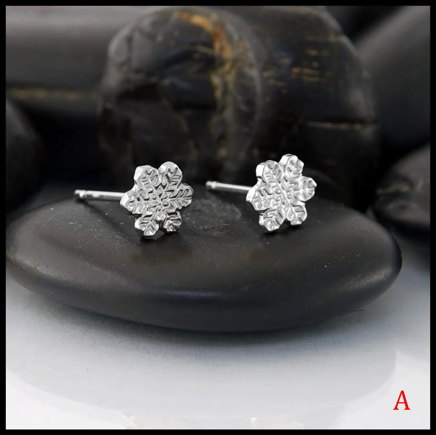 Dainty Snowflake Post Earrings in Gold