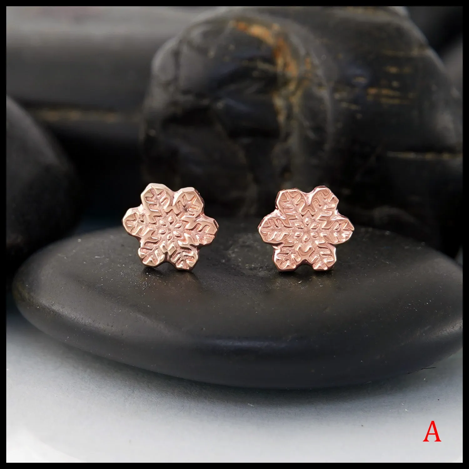 Dainty Snowflake Post Earrings in Gold