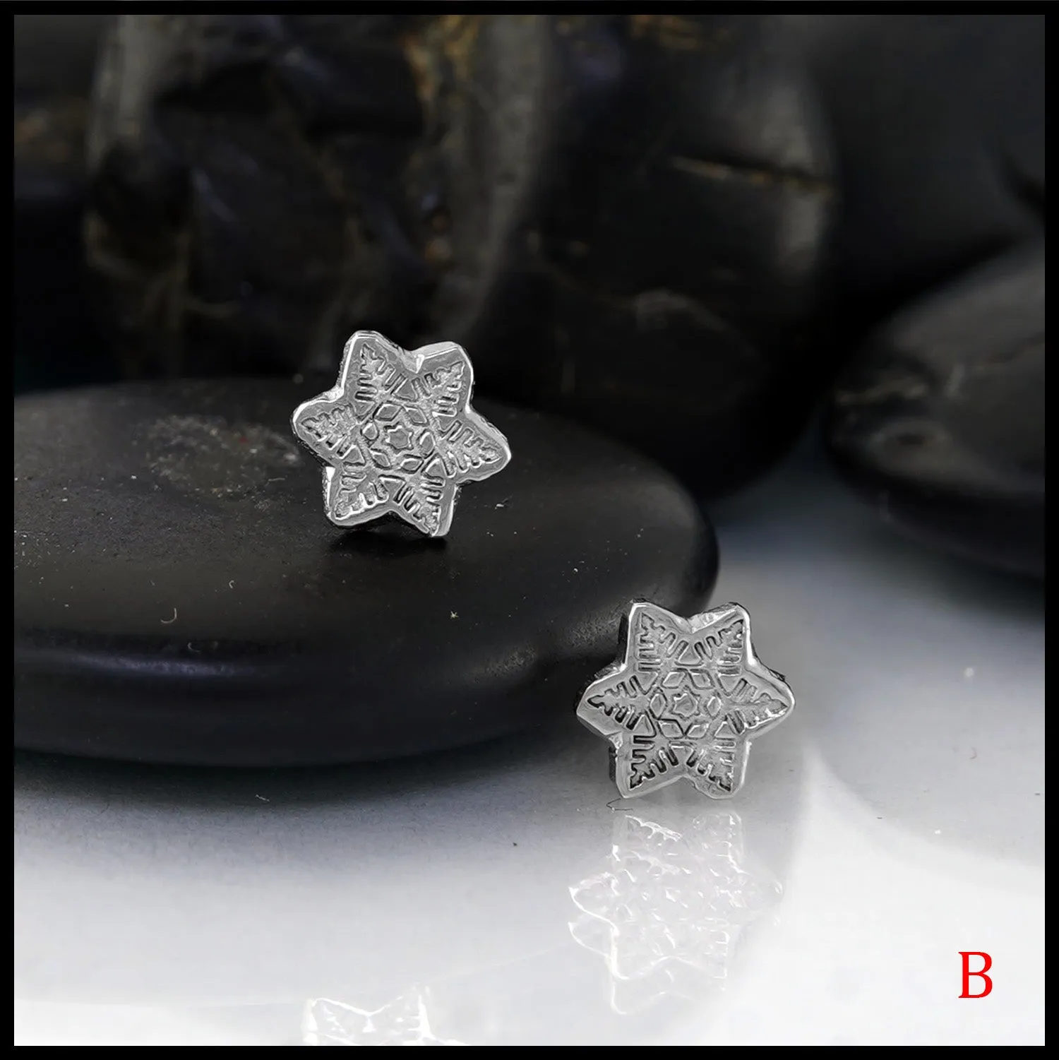 Dainty Snowflake Post Earrings in Gold