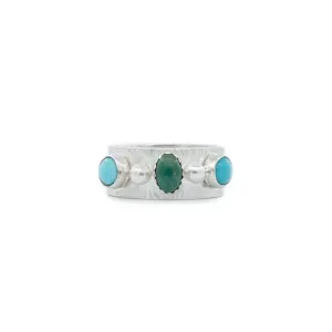 Devon - Wedding Band Style 3 Stone Turquoise Ring