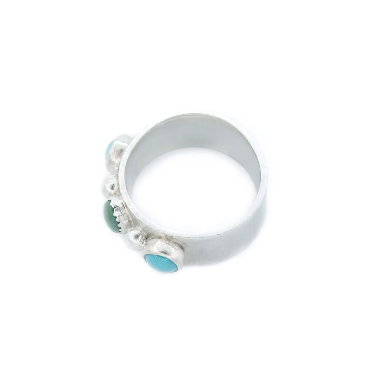 Devon - Wedding Band Style 3 Stone Turquoise Ring