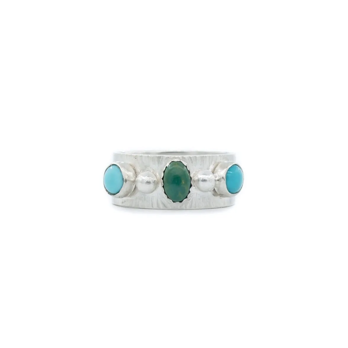 Devon - Wedding Band Style 3 Stone Turquoise Ring