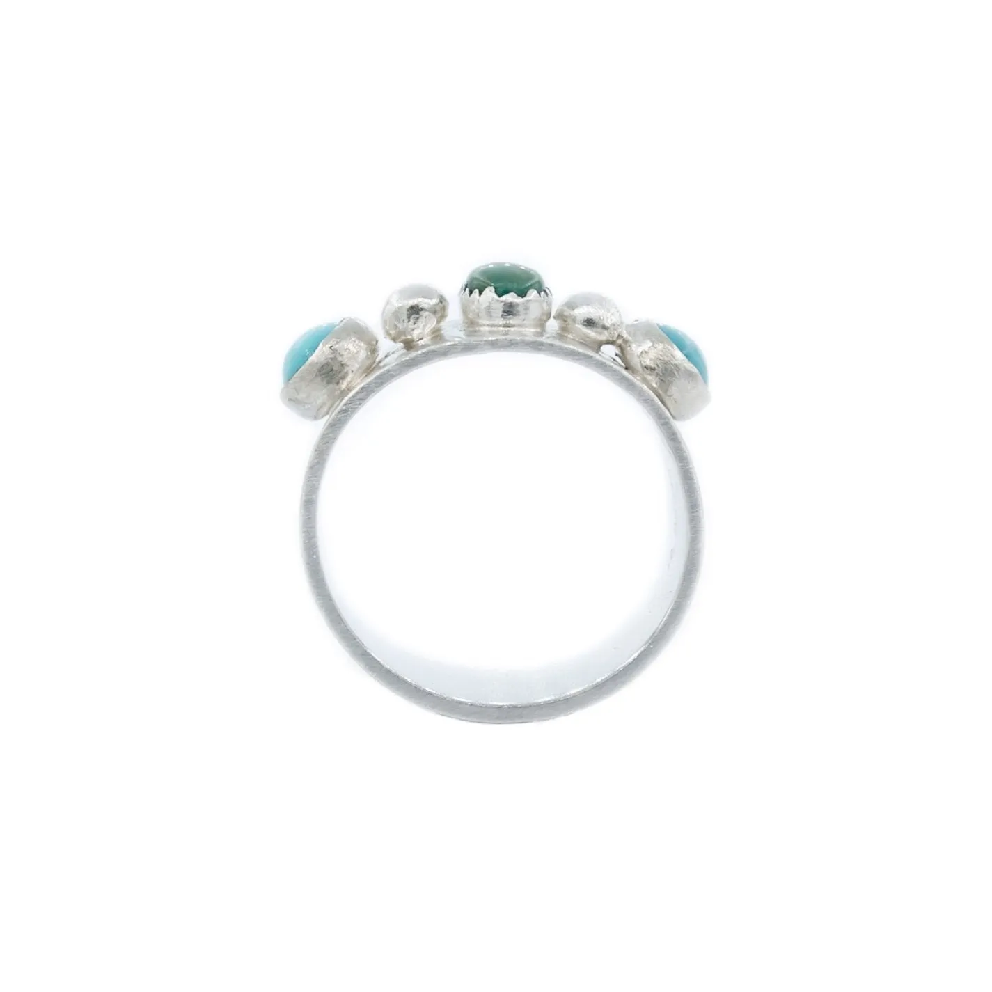 Devon - Wedding Band Style 3 Stone Turquoise Ring