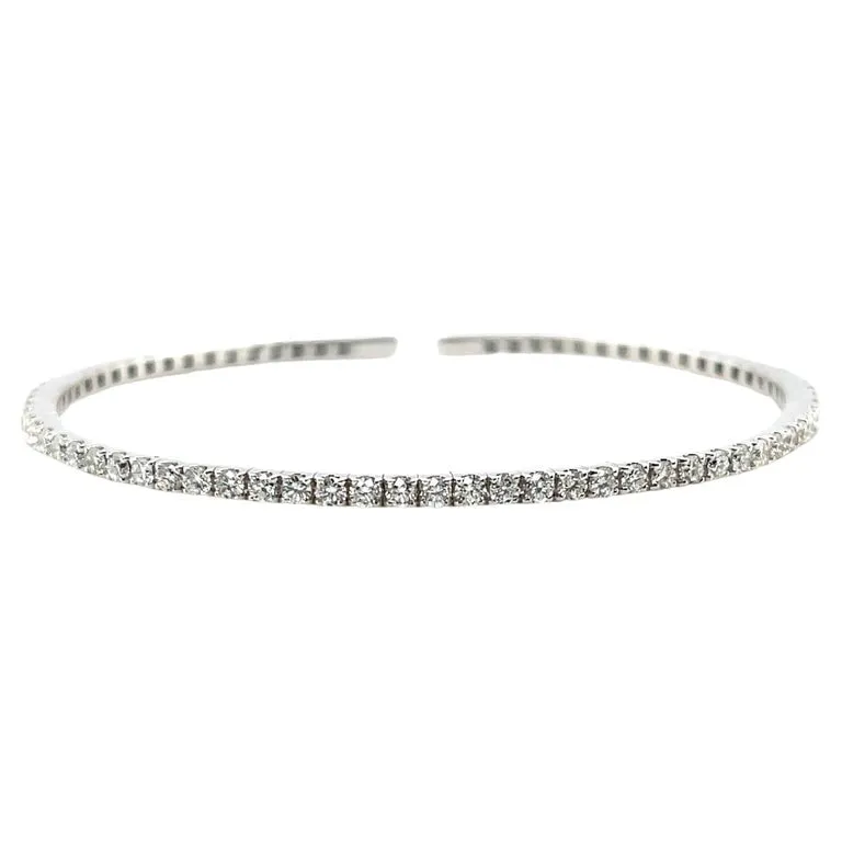 Diamond and 18k White Gold Tennis Bracelet, 2.94 Carats Total