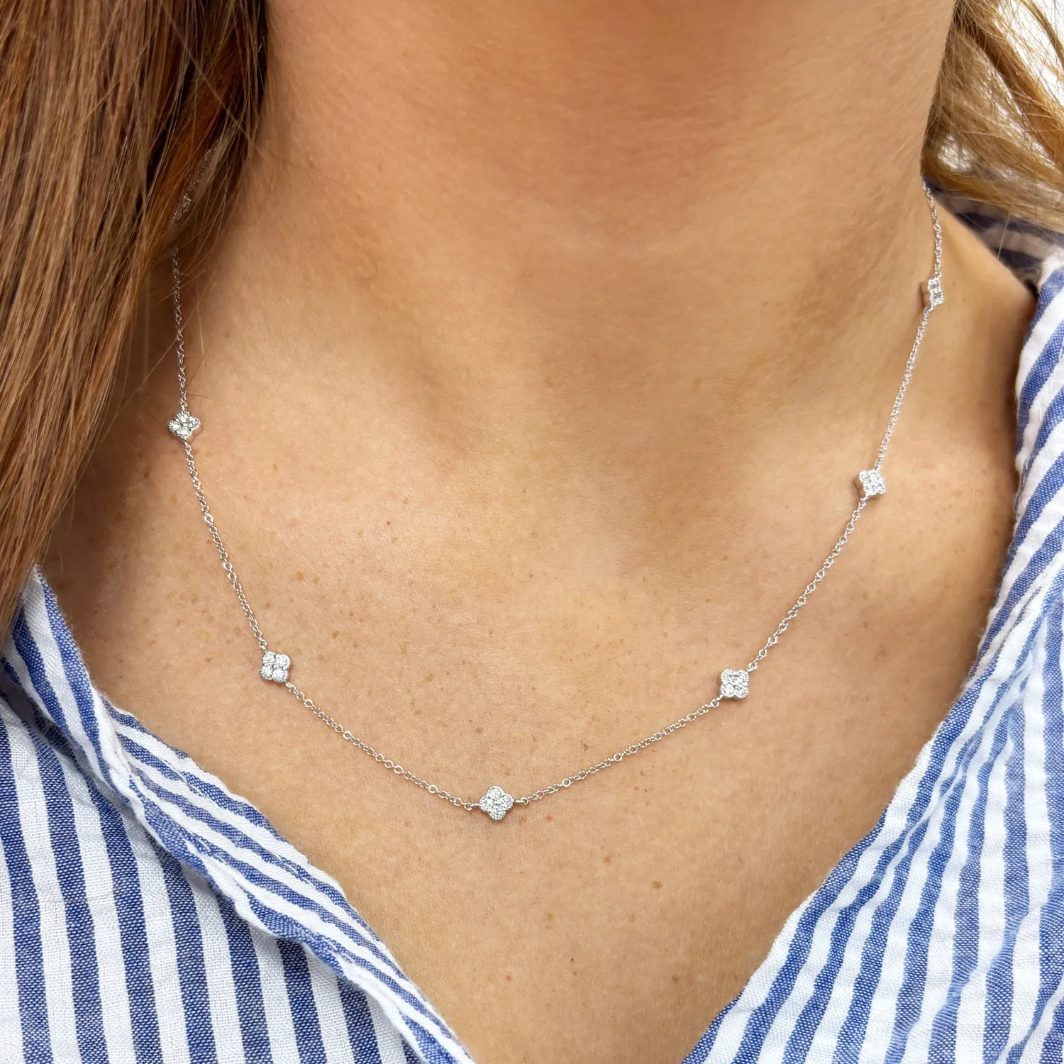 Diamond Clover Station Necklace