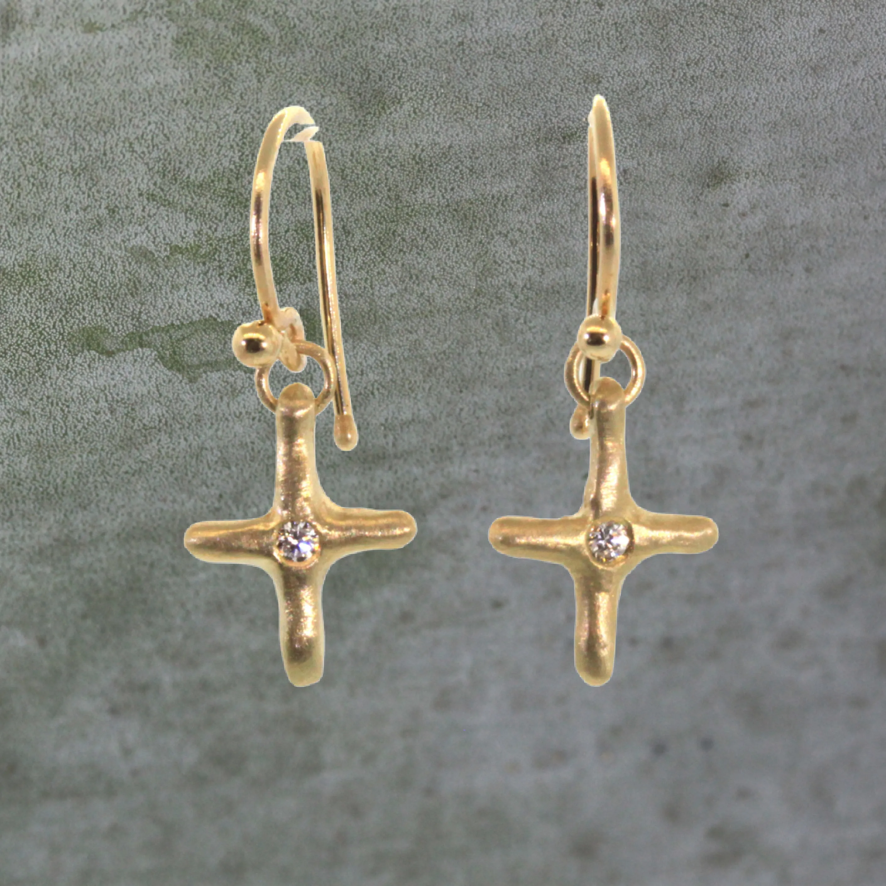 Diamond Cross Dangle Earrings