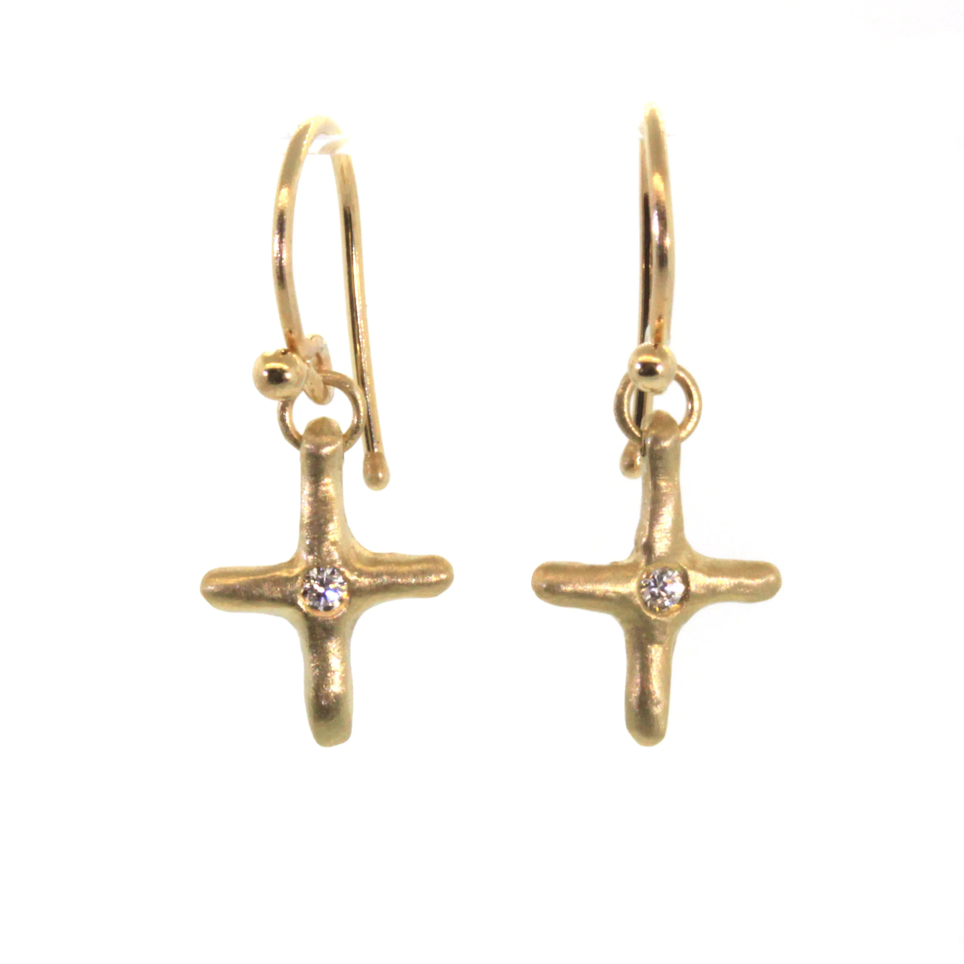 Diamond Cross Dangle Earrings