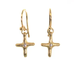 Diamond Cross Dangle Earrings