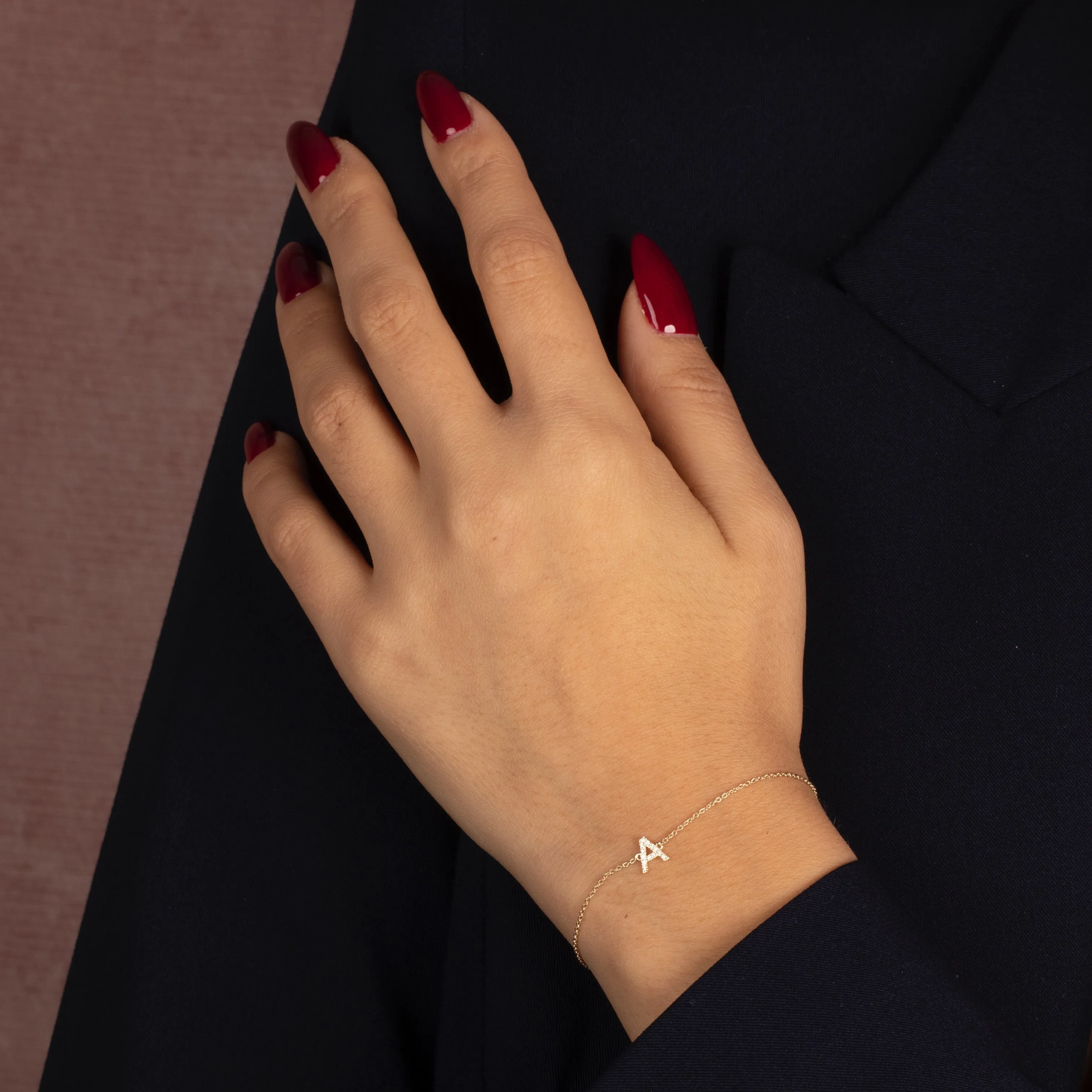 Diamond Initial Bracelet 14K