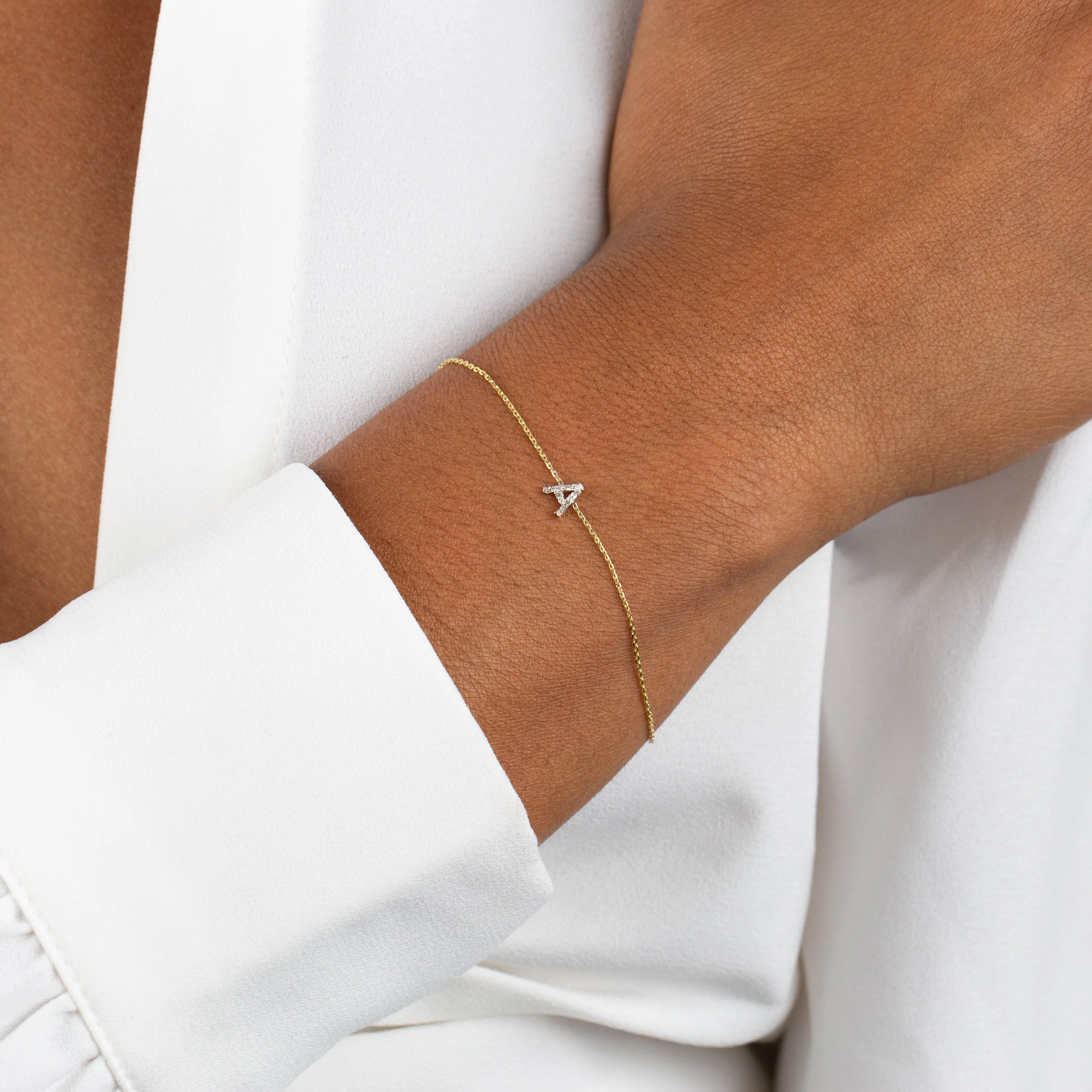 Diamond Initial Bracelet 14K