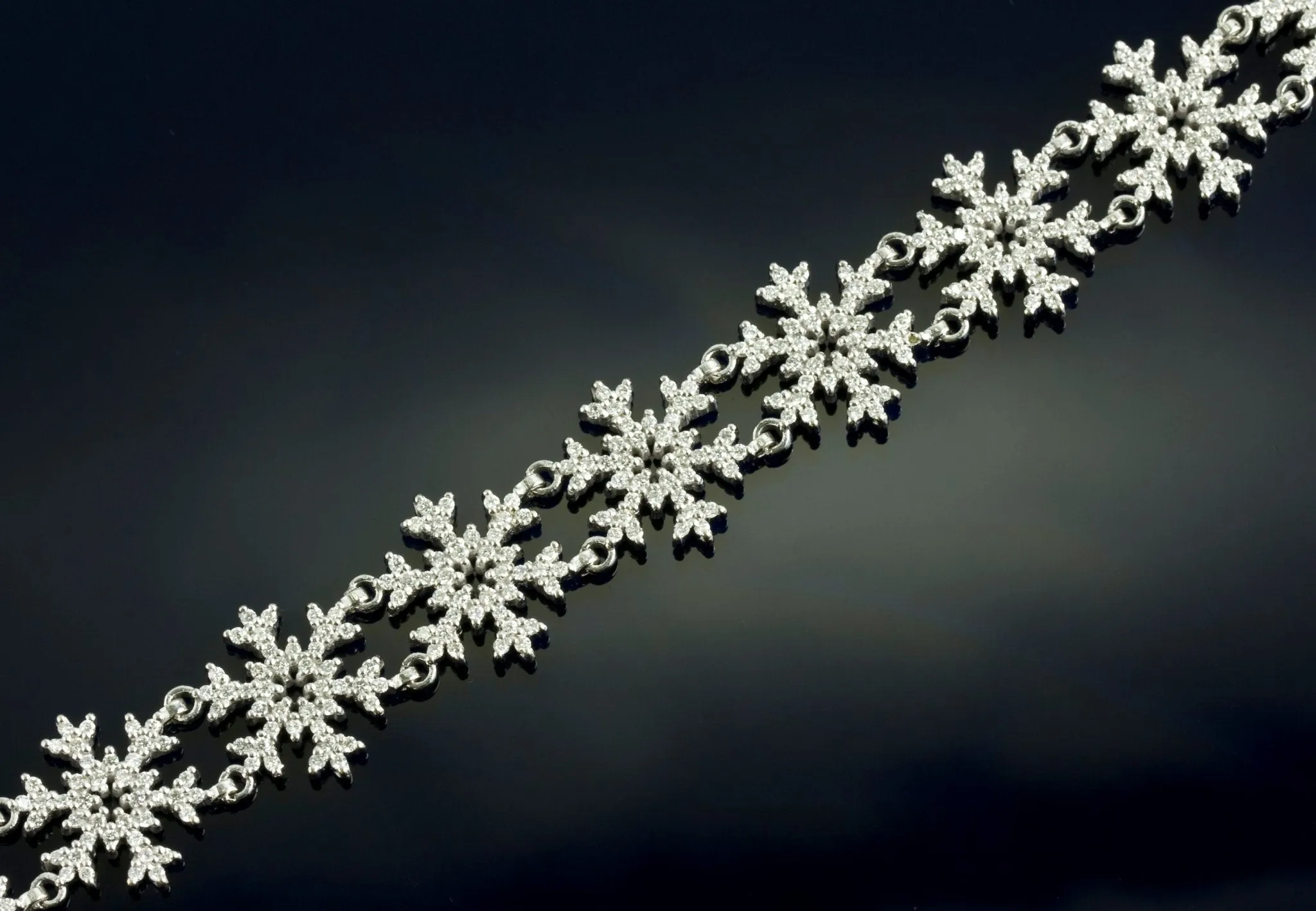 Diamond Pave Snowflake Tennis Bracelet