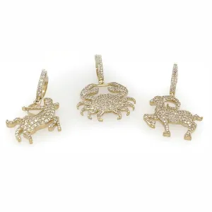 Diamond Zodiac Pendants - 0.75 Carats Round Cut in Yellow Gold
