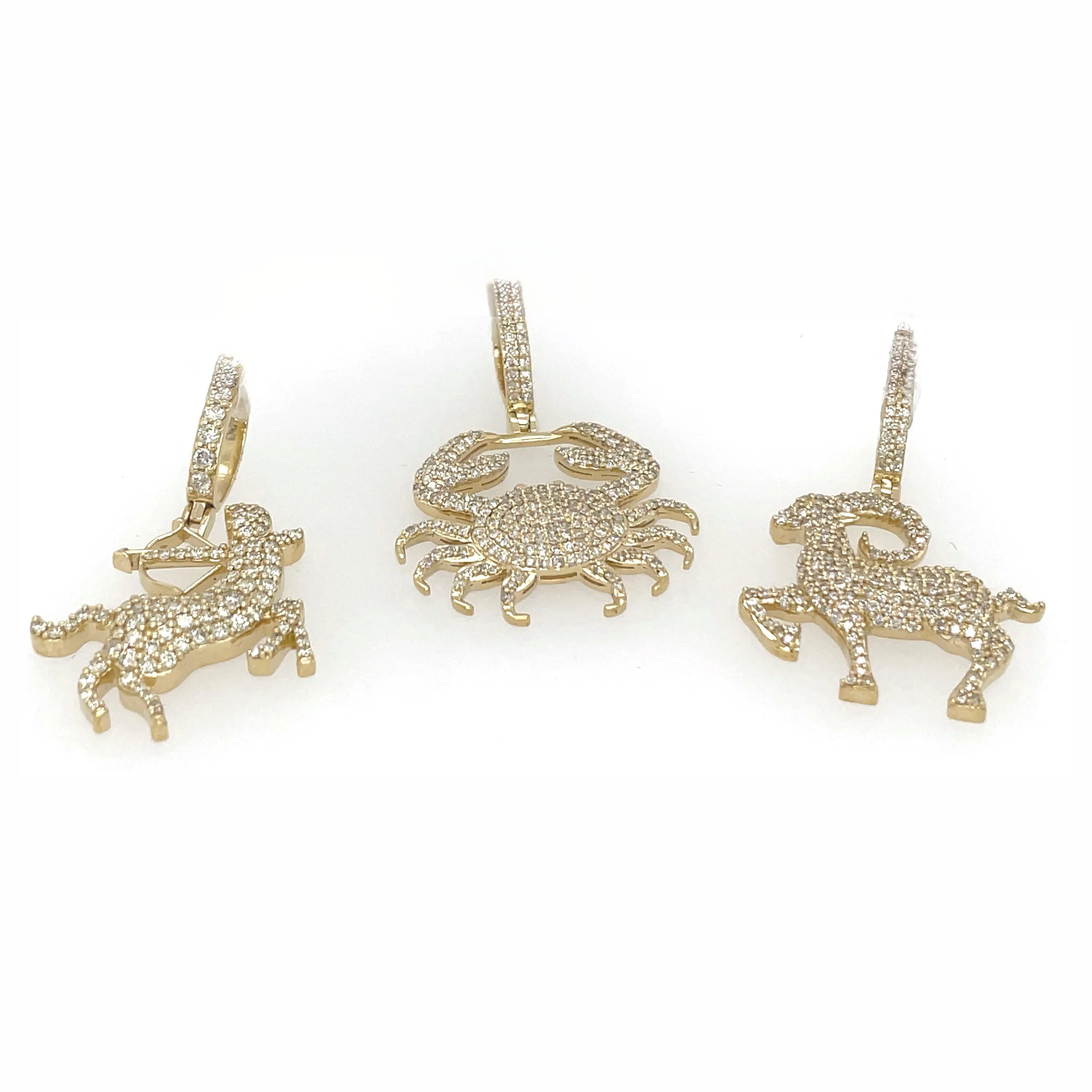 Diamond Zodiac Pendants - 0.75 Carats Round Cut in Yellow Gold