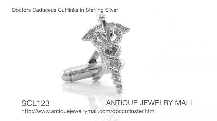 Doctors Caduceus Cufflinks in Sterling Silver