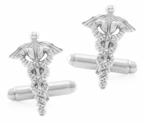 Doctors Caduceus Cufflinks in Sterling Silver