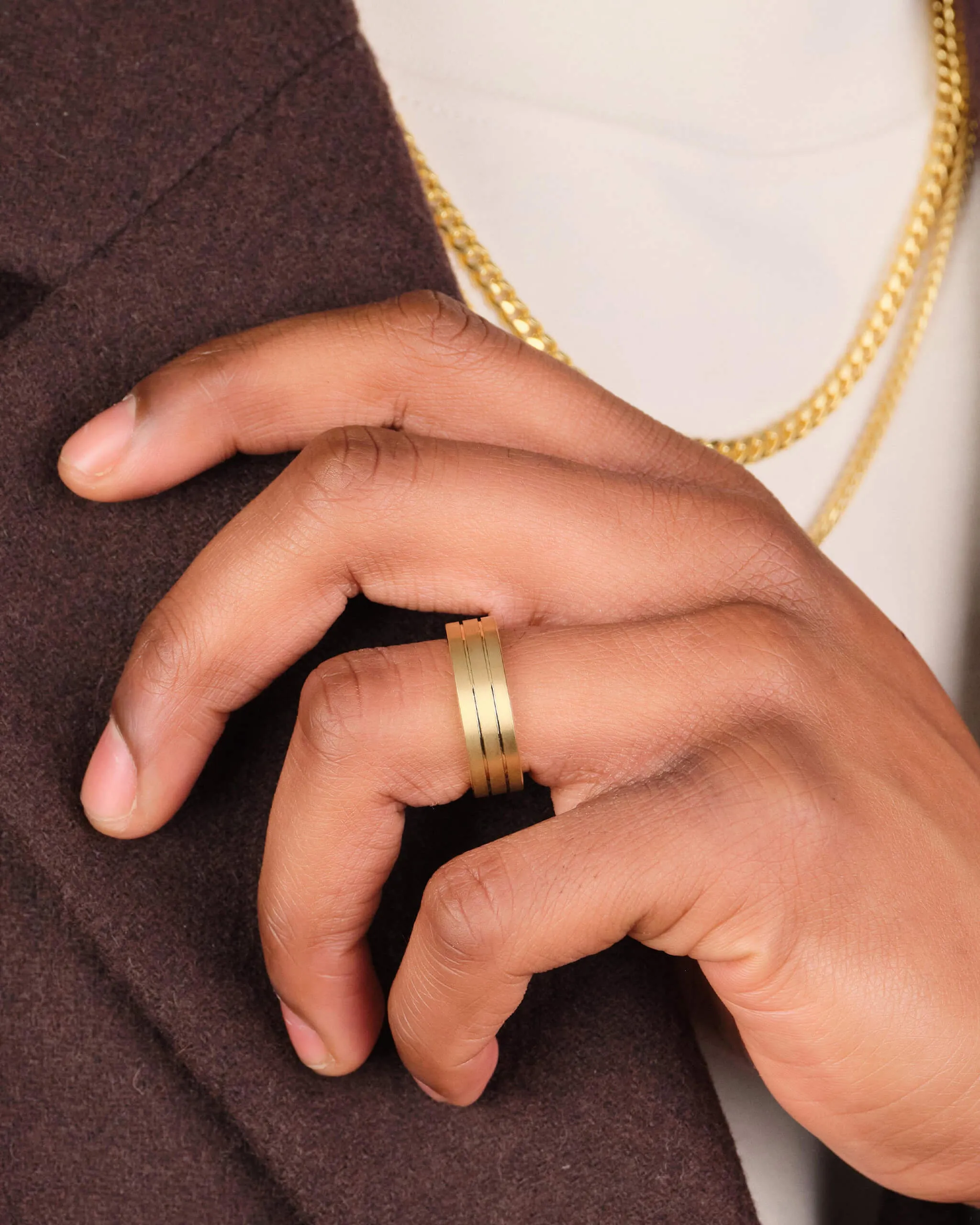 Double Ridge Wedding Band - 7mm
