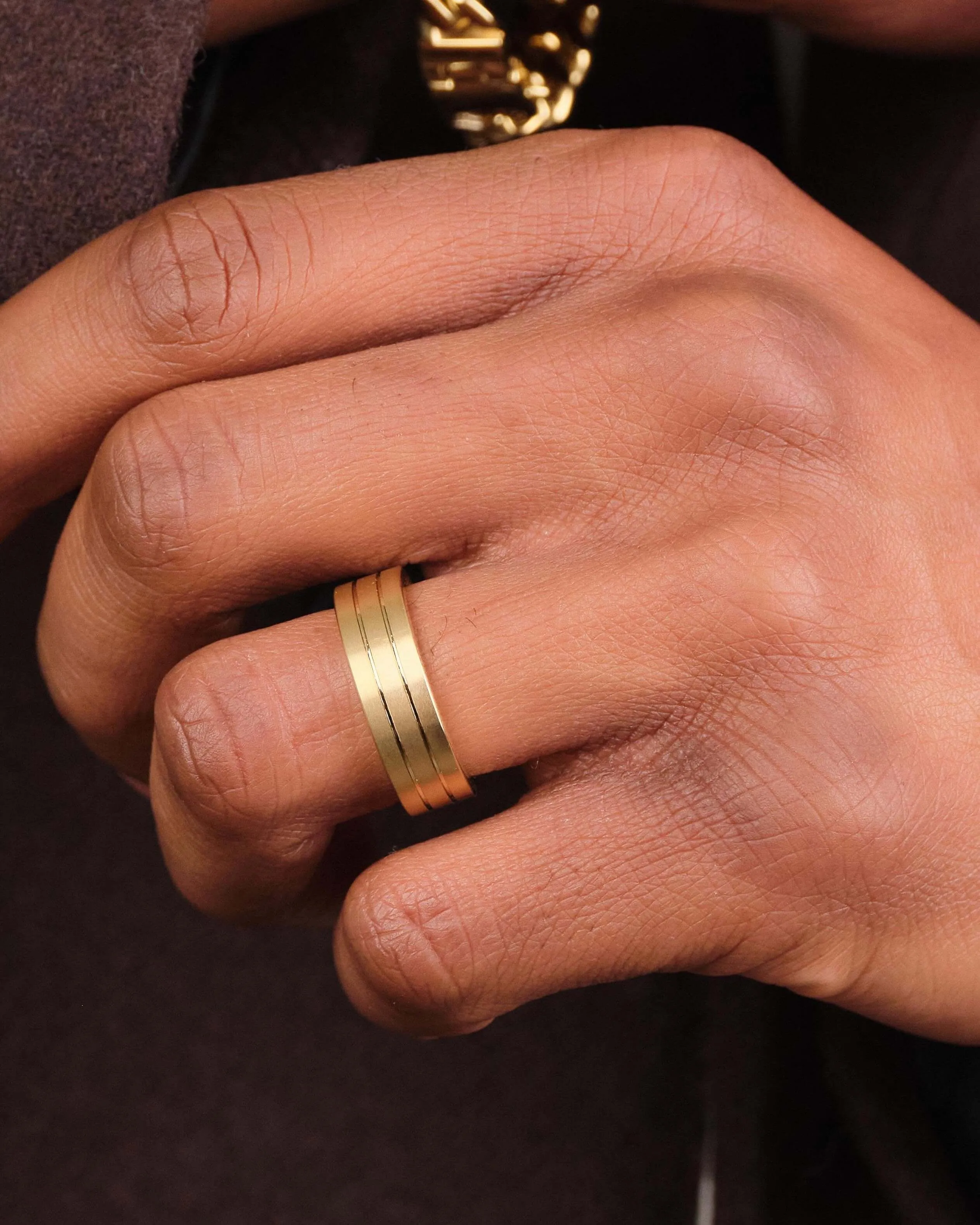 Double Ridge Wedding Band - 7mm