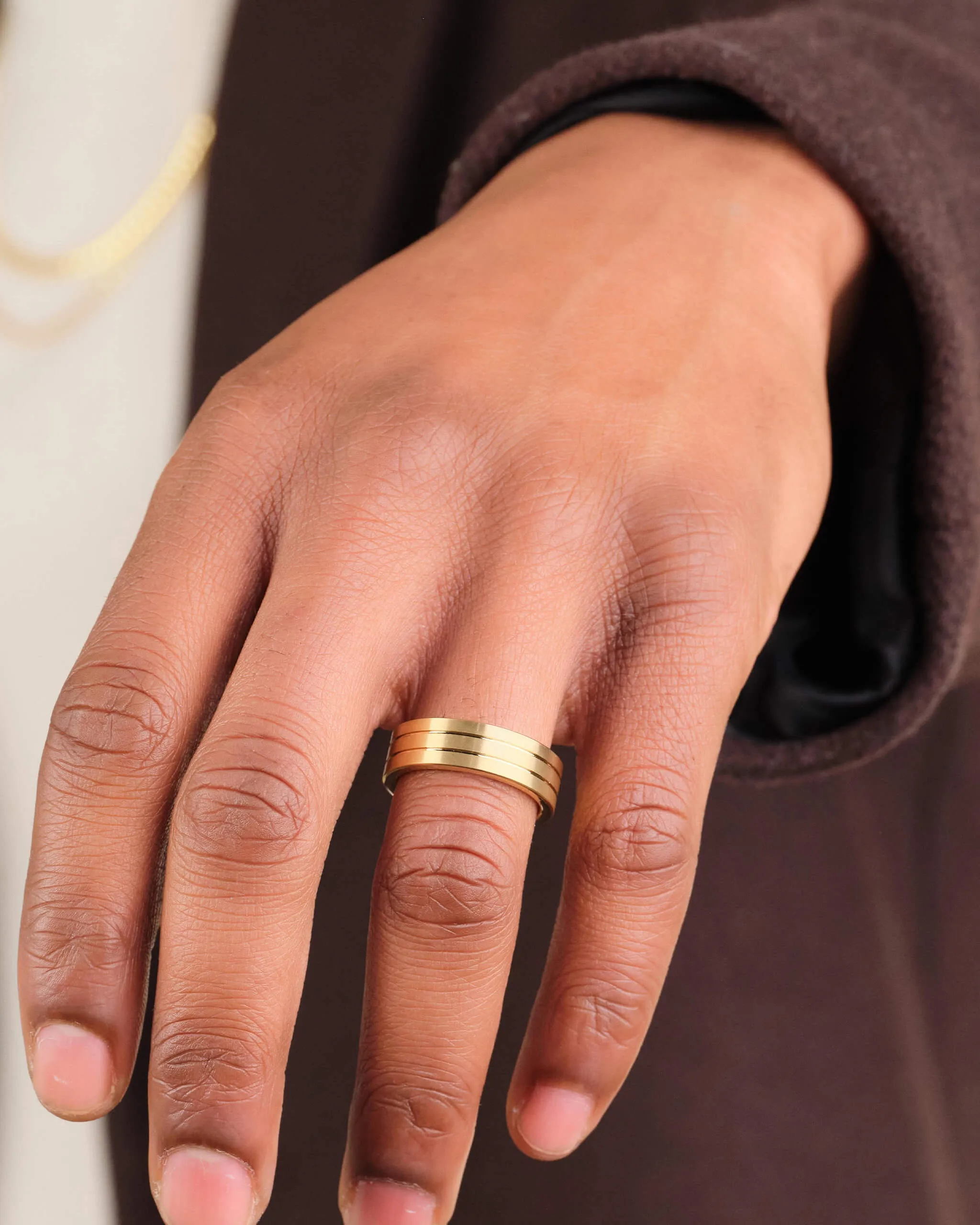 Double Ridge Wedding Band - 7mm