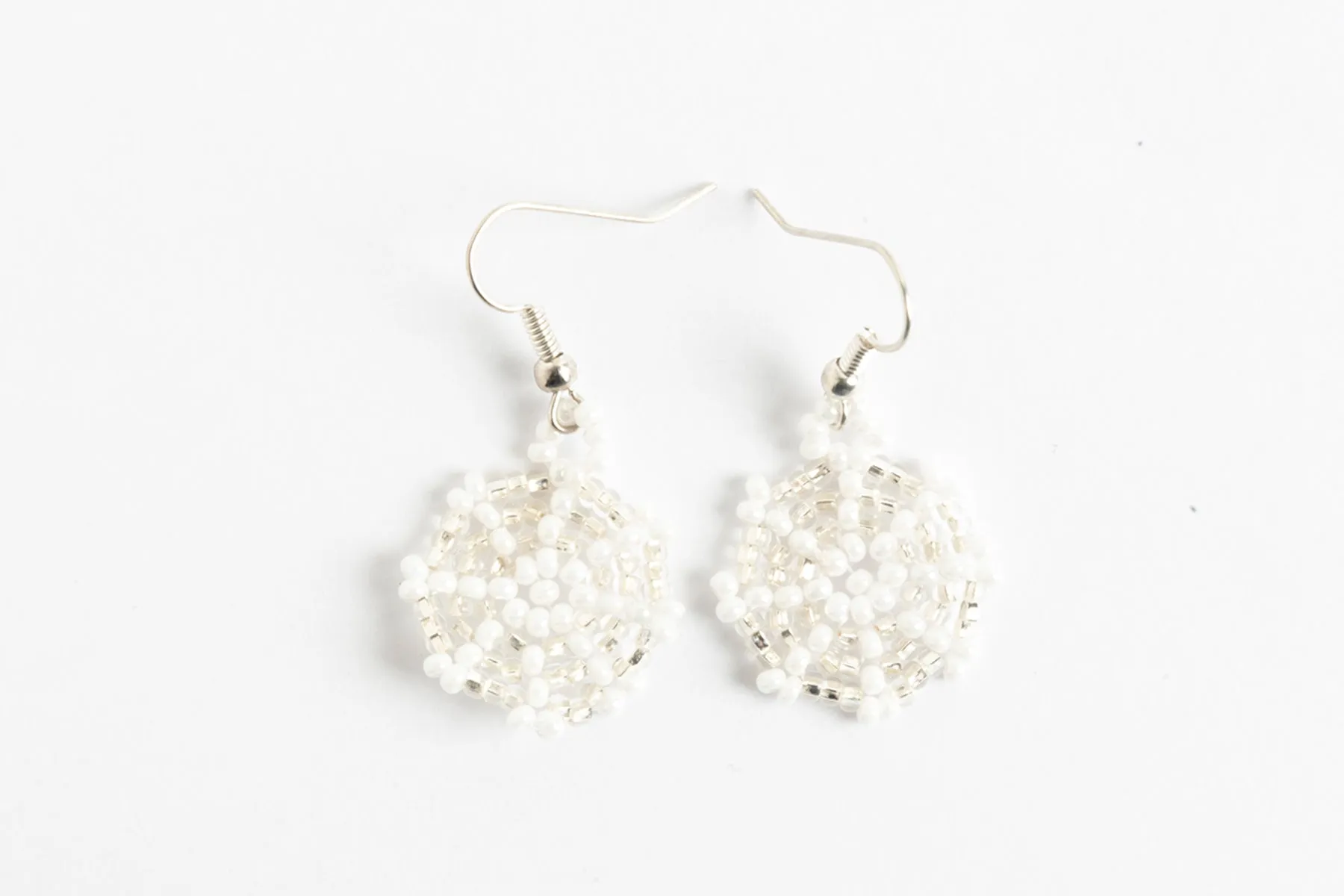 Earrings: Snowflake; white, silver