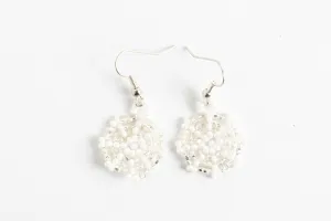 Earrings: Snowflake; white, silver