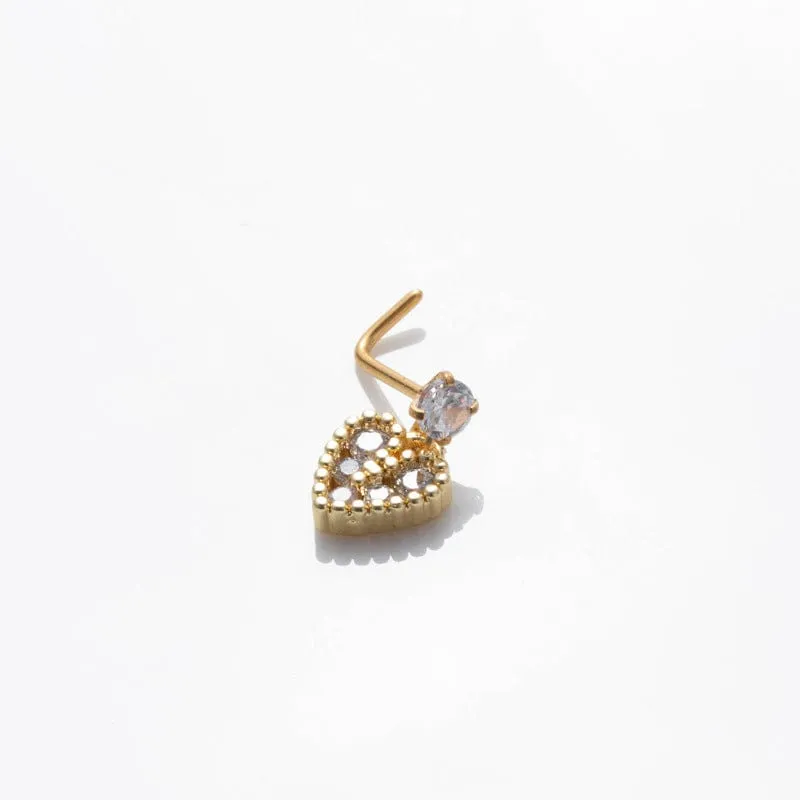 Elegant CZ Inlaid Stainless Steel Heart Snowflake Floral Nose Piercing Nose Stud