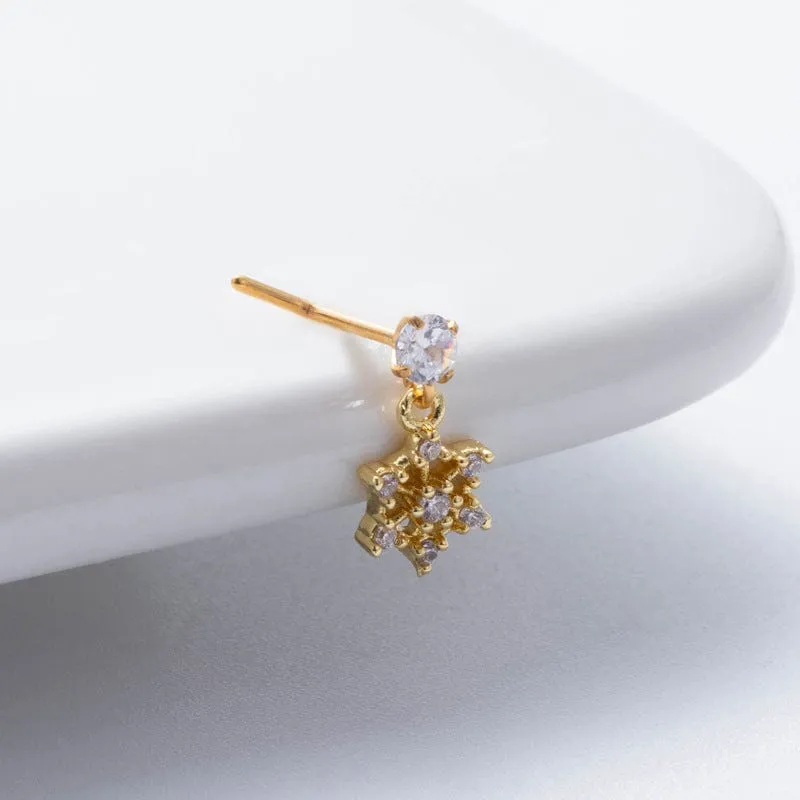 Elegant CZ Inlaid Stainless Steel Heart Snowflake Floral Nose Piercing Nose Stud