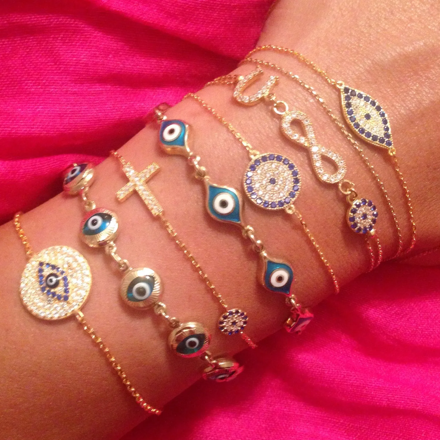 Elegant Evil Eye Bracelet-Yellow Gold