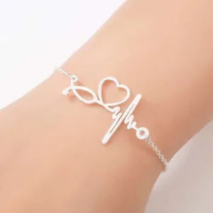 Elegant Nurse Bracelet infused with Hearts, a Pulse & a Stethoscope!