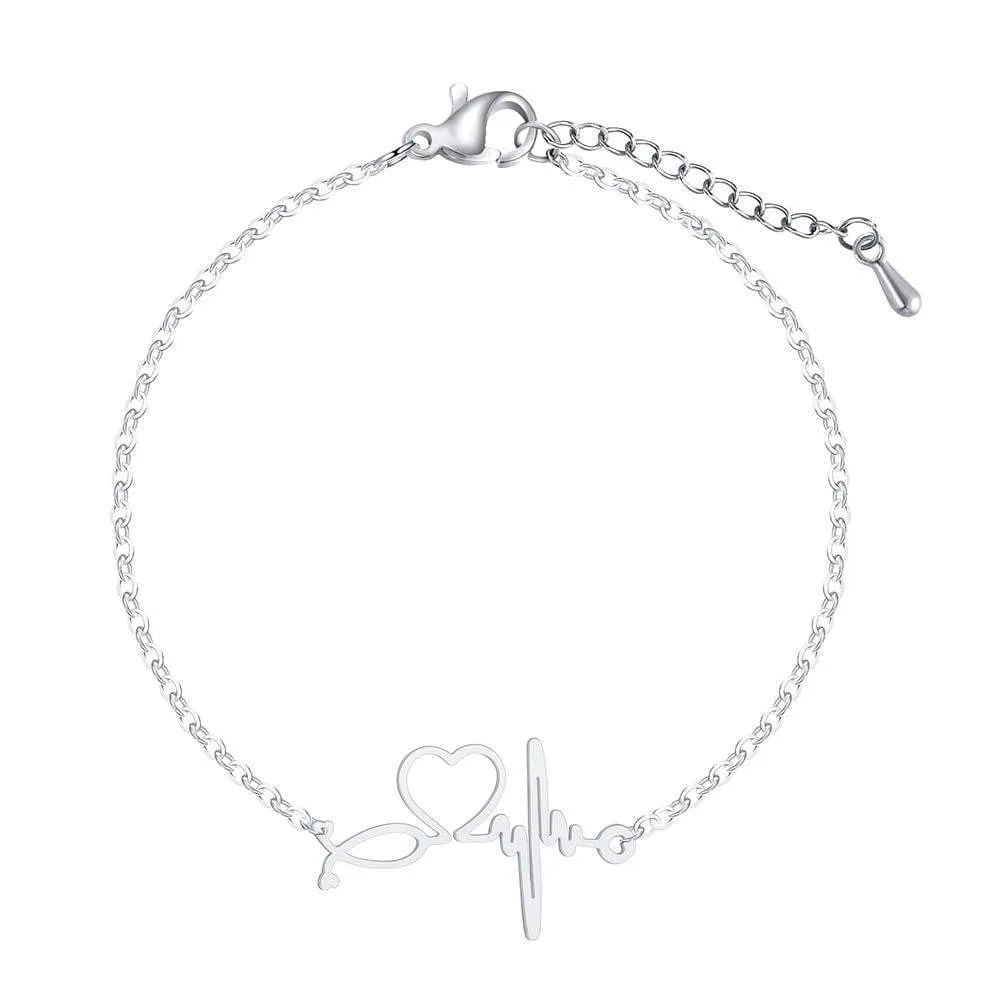 Elegant Nurse Bracelet infused with Hearts, a Pulse & a Stethoscope!