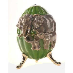 Elephants Egg Trinket Box with a Surprise Elephant Pendant
