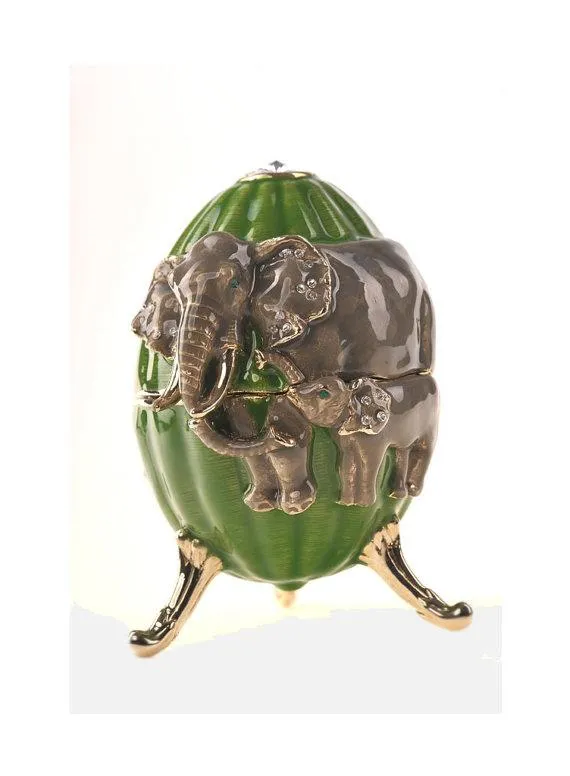 Elephants Egg Trinket Box with a Surprise Elephant Pendant