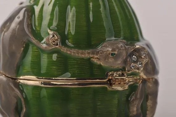Elephants Egg Trinket Box with a Surprise Elephant Pendant