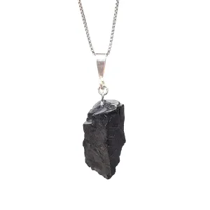 Elite Noble Raw Shungite Pendant and Sterling Silver Necklace (3 - 5 grams)